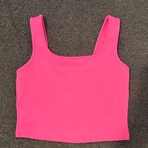 wild fable Bright Pink Ribbed Square-Neck Tank